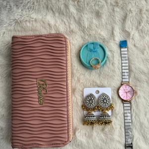 Girls Combo package|Watch.Hand purse.Ring.Jhumka